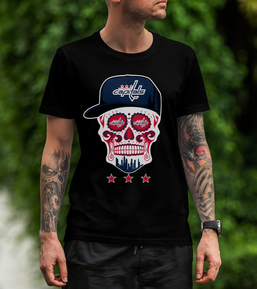 Washington Capitals Skull Design Playful Hockey Team T-Shirt