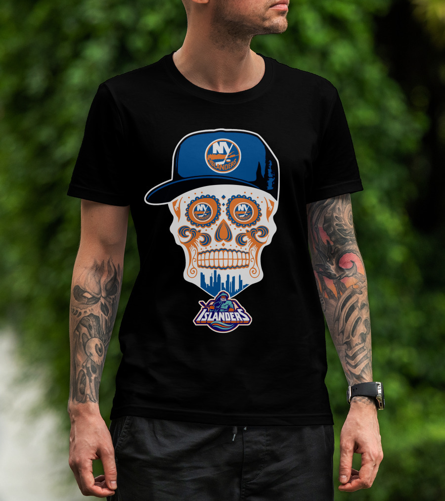 New York Islanders Skull With Cap T-Shirt
