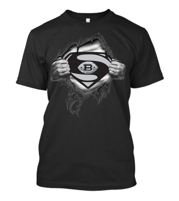 Birmingham Iron Superman Shield Tear Gray And Black T-Shirt