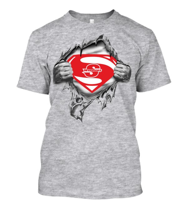 Stanislaus Warriors Superman Logo Silver Hands Tear T-Shirt