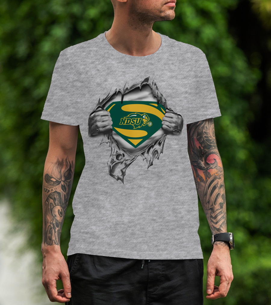 Ndsu Bison Superman Logo Torn Chest 275 North Dakota State T-Shirt