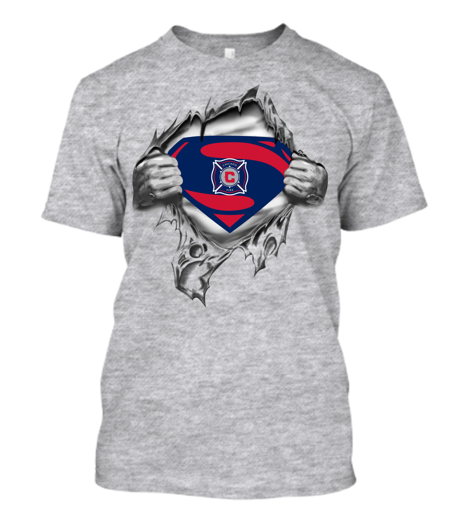 Chicago Fire Superman Logo Badge Emblem Tear Effect T-Shirt