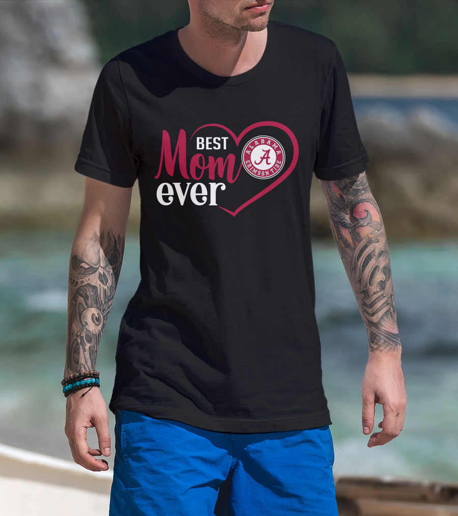 Best Mom Ever Alabama Crimson Tide Heart T-Shirt