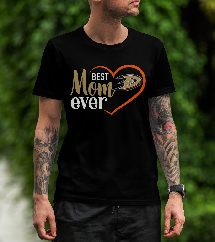 Anaheim Ducks Best Mom Ever Heart-Shaped T-Shirt