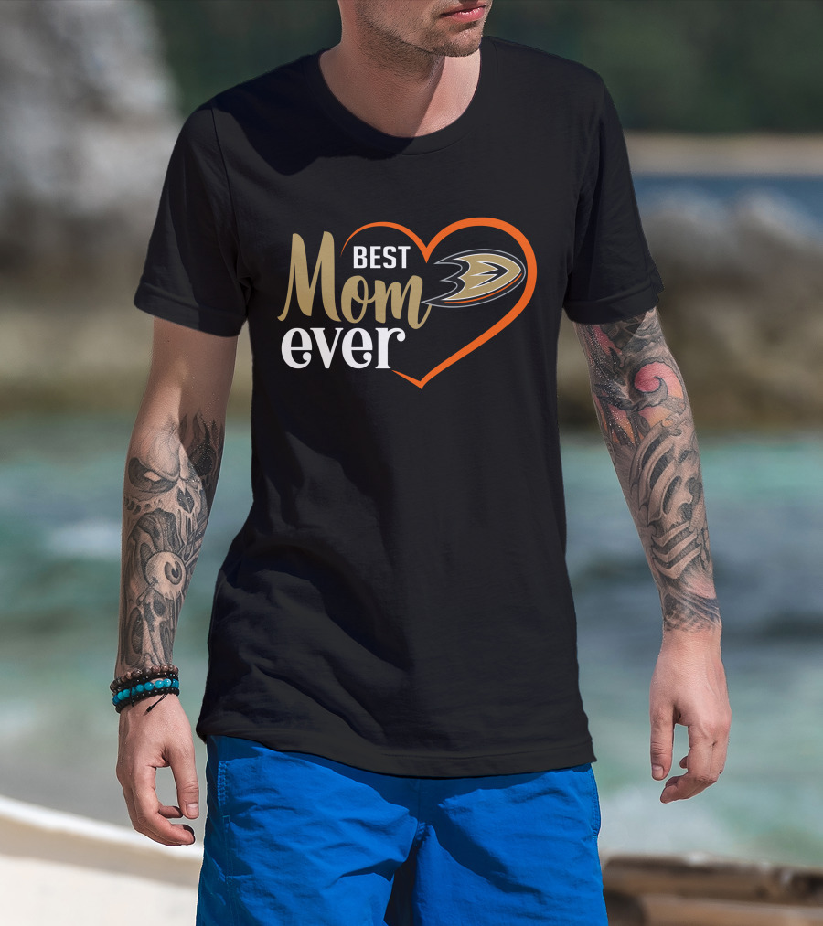 Anaheim Ducks Best Mom Ever Heart-Shaped T-Shirt