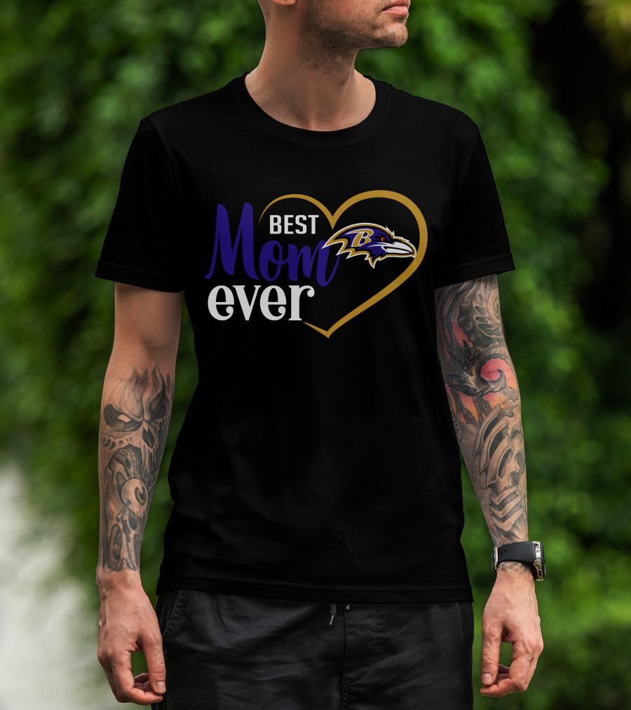 Best Mom Ever Baltimore Ravens Heart T-Shirt