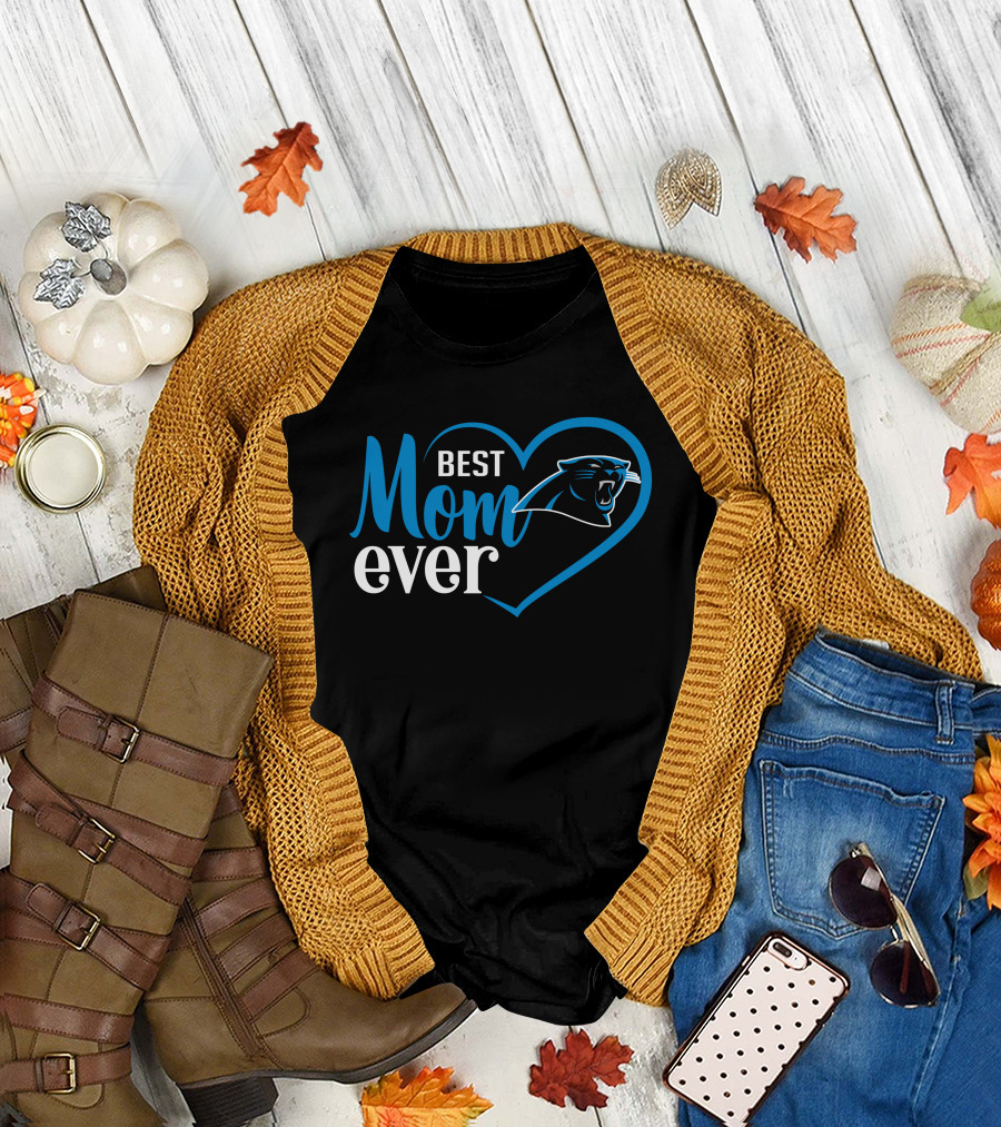 Best Mom Ever Carolina Panthers Heart T-Shirt