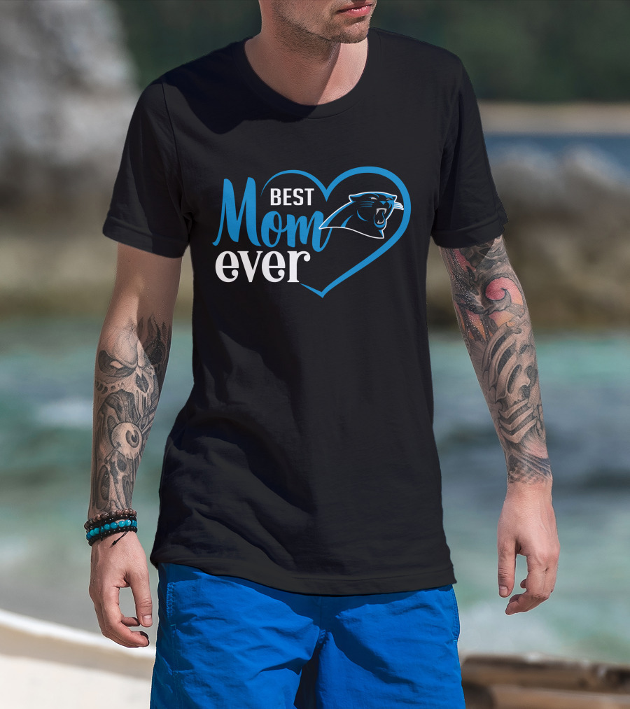 Best Mom Ever Carolina Panthers Heart T-Shirt