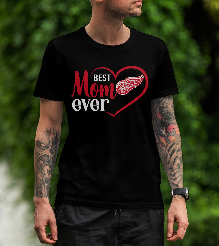Detroit Red Wings Best Mom Ever Heart T-Shirt