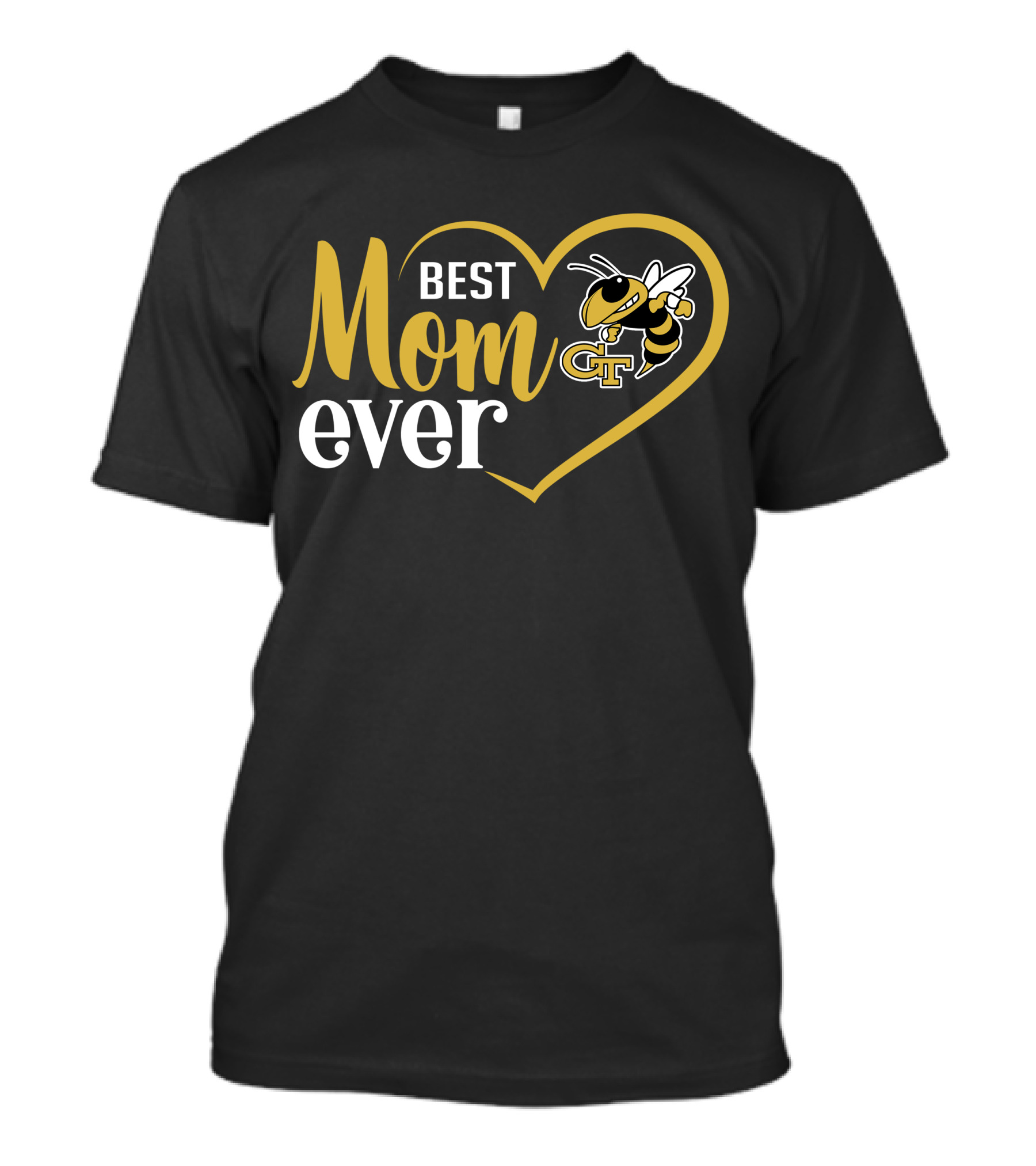 Georgia Tech Yellow Jackets Best Mom Ever Heart And Mascot T-Shirt