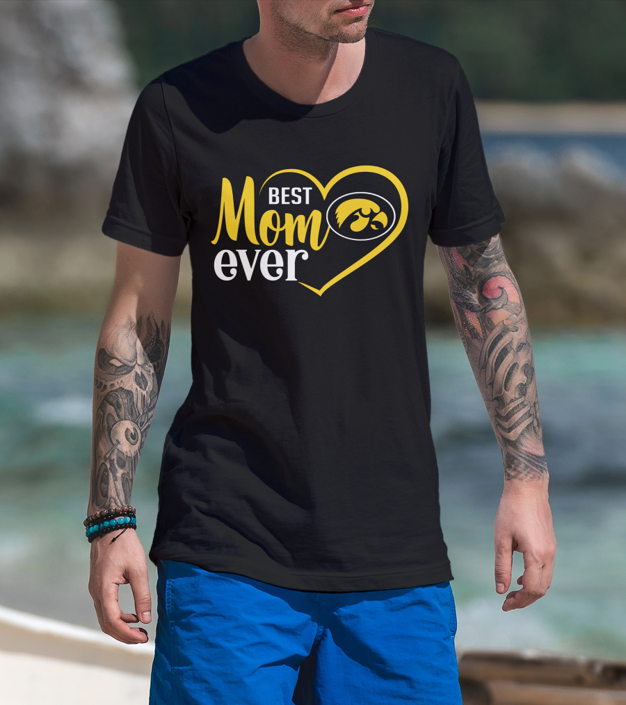 Iowa Hawkeyes Best Mom Ever Heart T-Shirt
