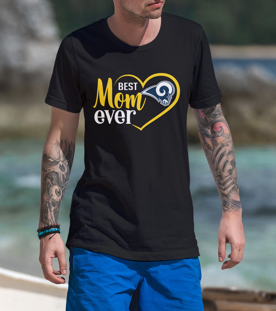 Los Angeles Rams Best Mom Ever Heart T-Shirt