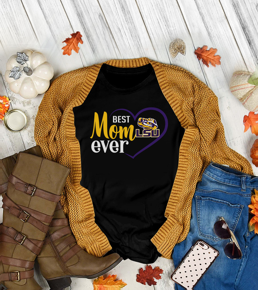 Best Mom Ever Lsu Tigers Logo Heart T-Shirt