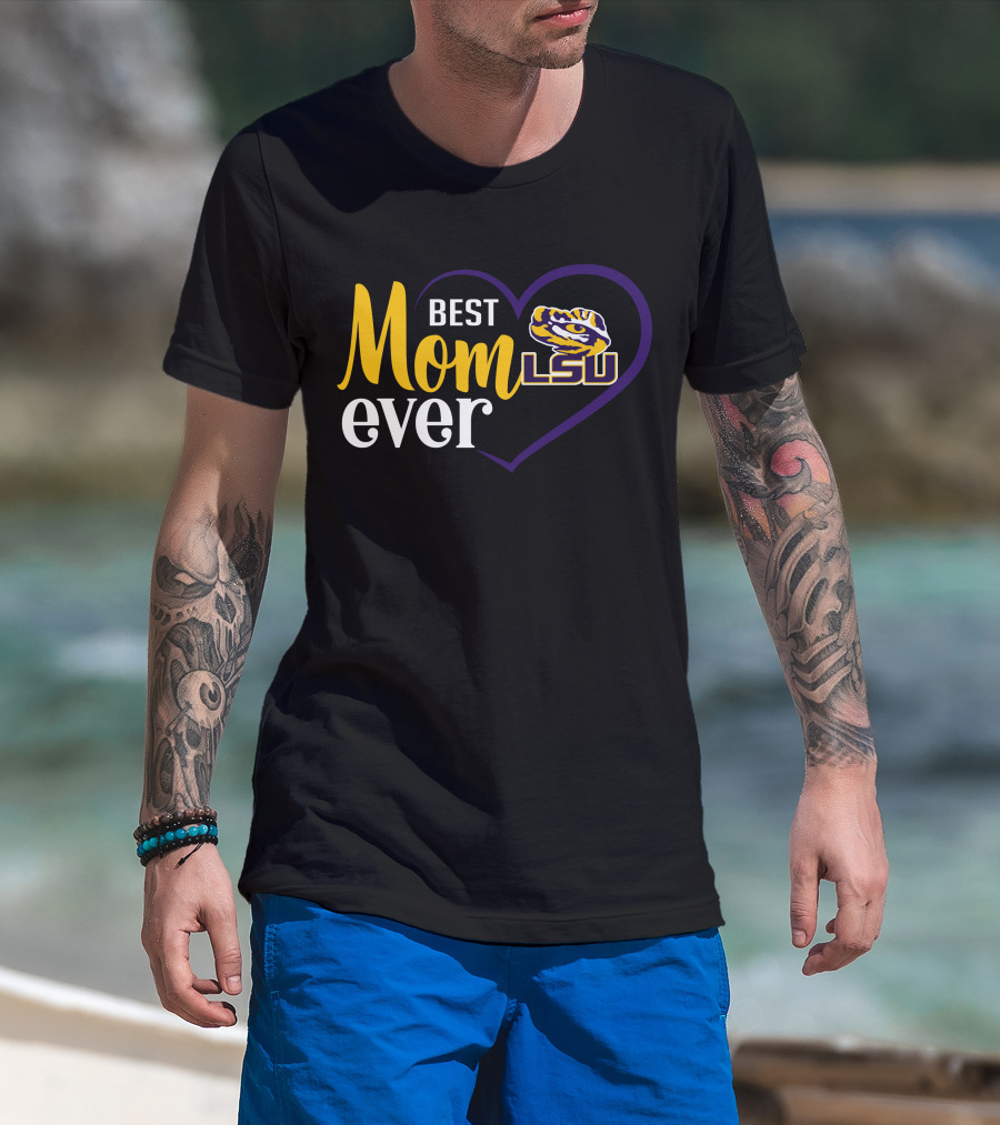 Best Mom Ever Lsu Tigers Logo Heart T-Shirt