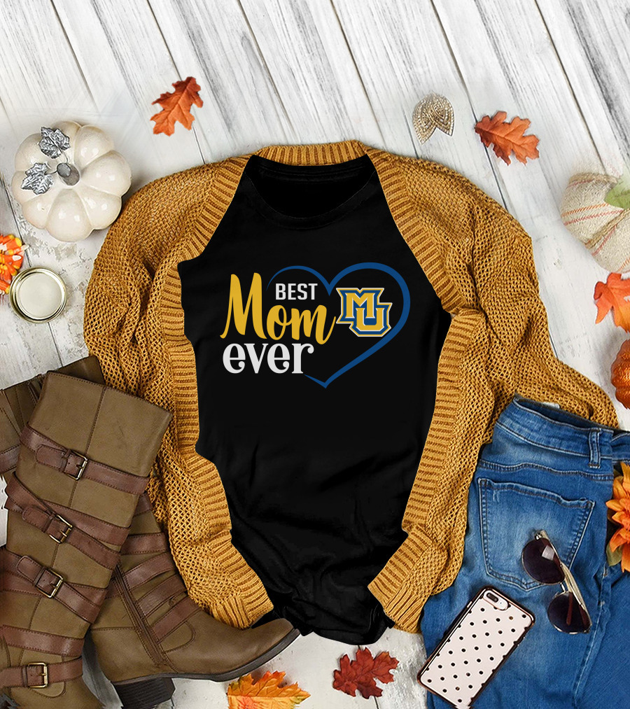 Marquette Golden Eagles Best Mom Ever Heart T-Shirt