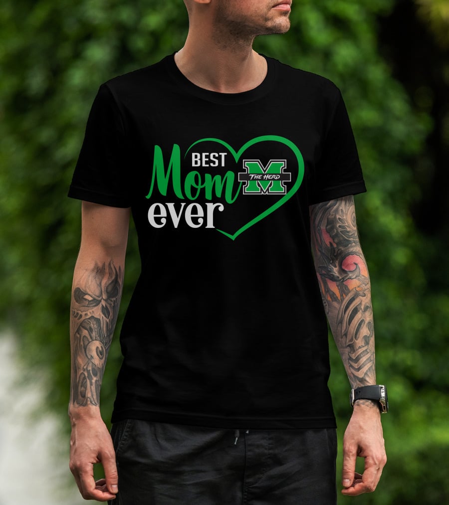 Marshall Thundering Herd Best Mom Ever Heart T-Shirt