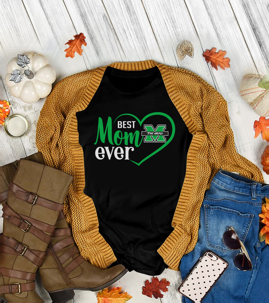 Marshall Thundering Herd Best Mom Ever Heart T-Shirt