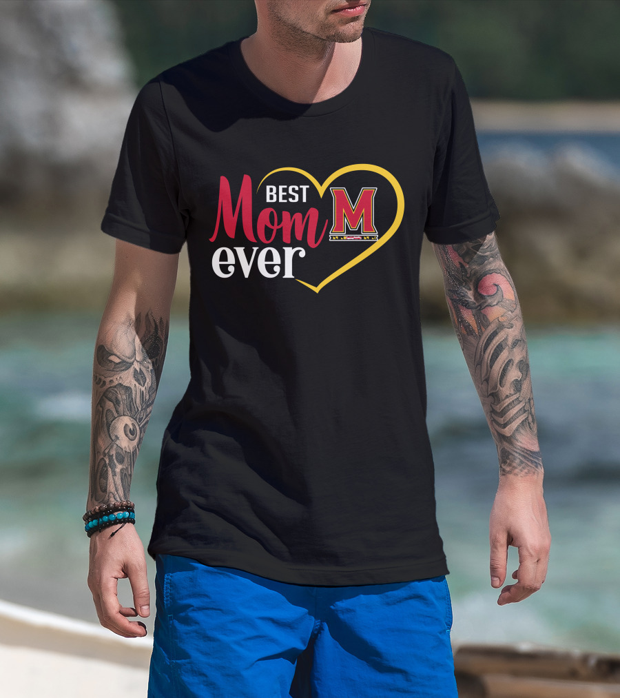 Maryland Terrapins Best Mom Ever Heart T-Shirt
