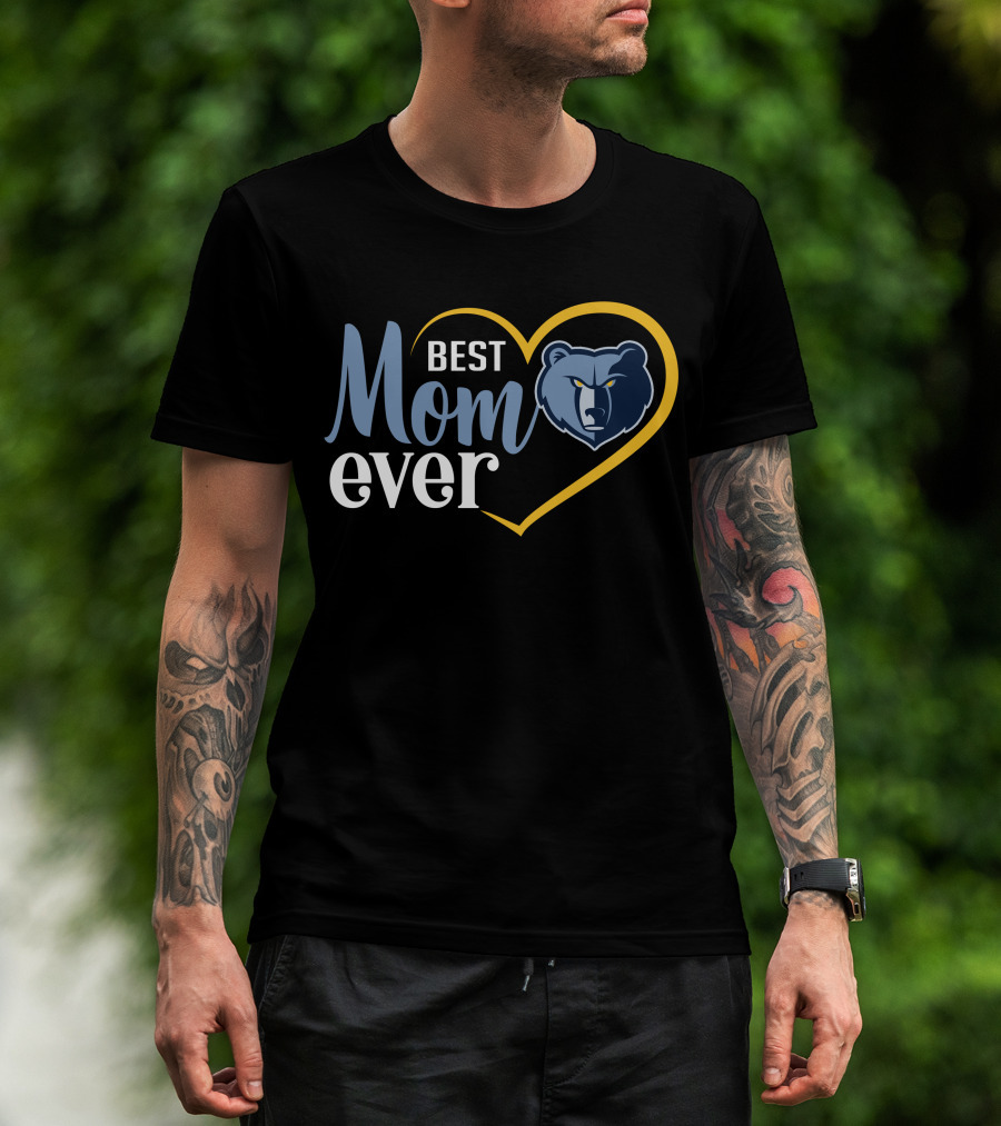 Memphis Grizzlies Best Mom Ever Heart And Bear T-Shirt