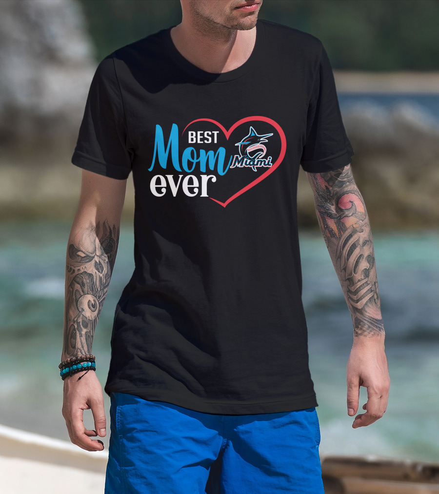 Best Mom Ever Miami Marlins Heart T-Shirt