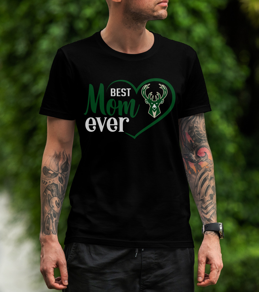 Milwaukee Bucks Best Mom Ever Heart T-Shirt