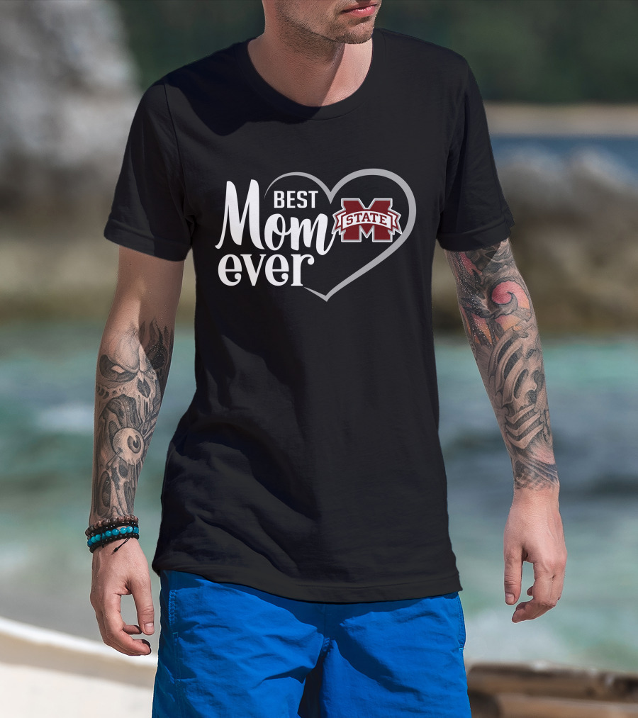 Mississippi State Bulldogs Best Mom Ever Heart T-Shirt