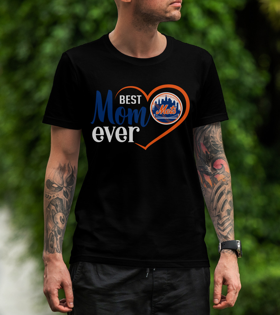 New York Mets Best Mom Ever Heart T-Shirt