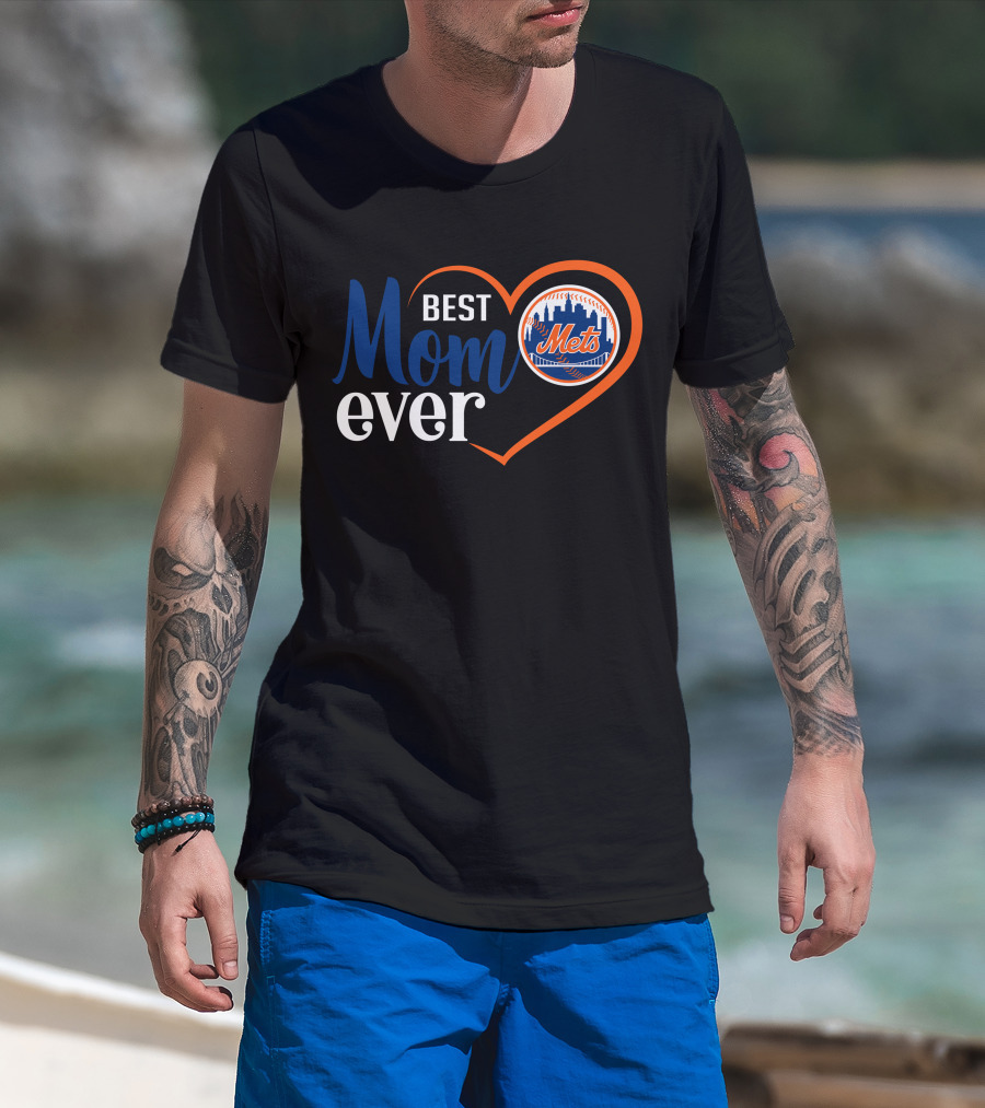 New York Mets Best Mom Ever Heart T-Shirt