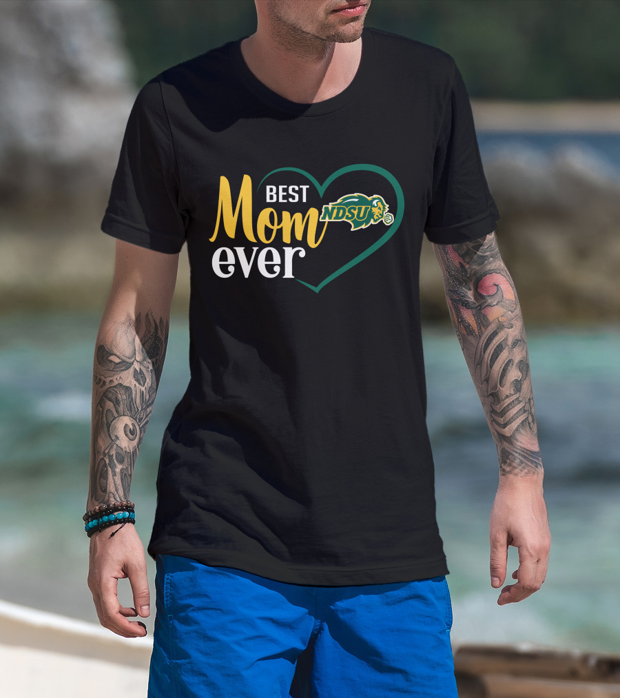 Best Mom Ever Ndsu Bison Heart T-Shirt