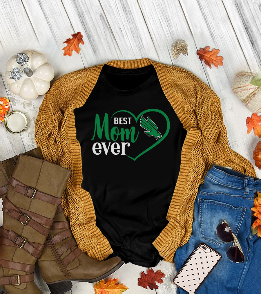 North Texas Mean Green Best Mom Ever Heart T-Shirt