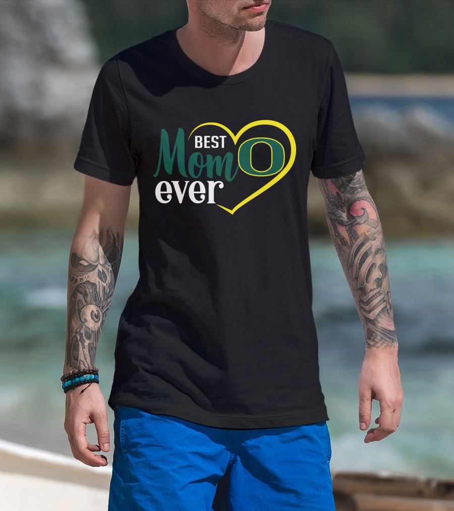 Oregon Ducks Best Mom Ever Heart O T-Shirt