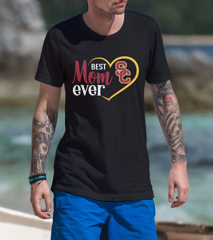 Usc Trojans Best Mom Ever Heart T-Shirt