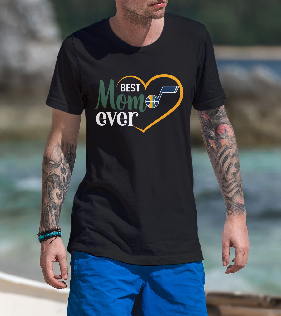Utah Jazz Best Mom Ever Heart T-Shirt