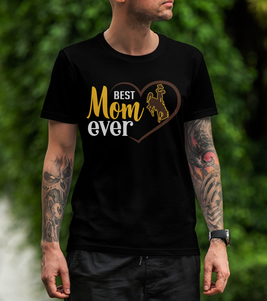Best Mom Ever Wyoming Cowboys Heart T-Shirt