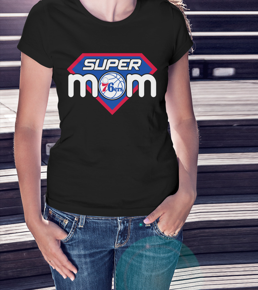Super Mom 76ers Basketball Team Logo Style T-Shirt
