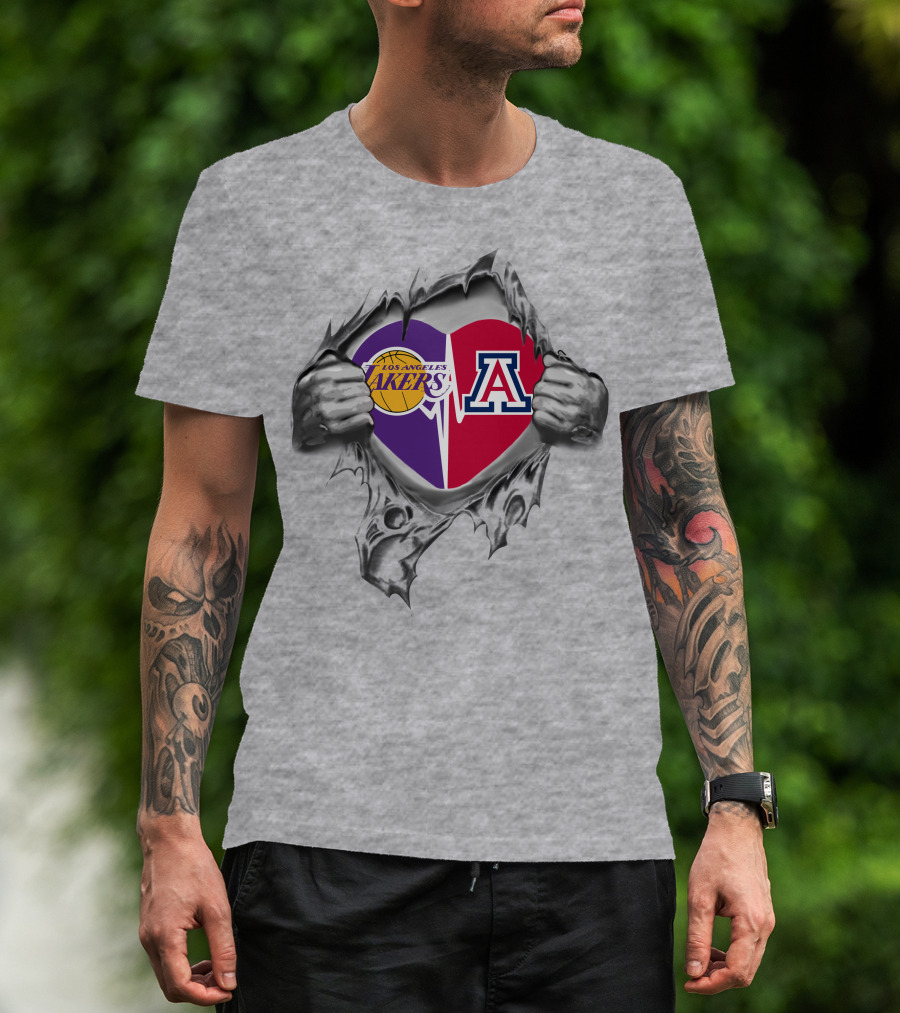 Los Angeles Lakers Arizona Wildcats Heart Fusion T-Shirt