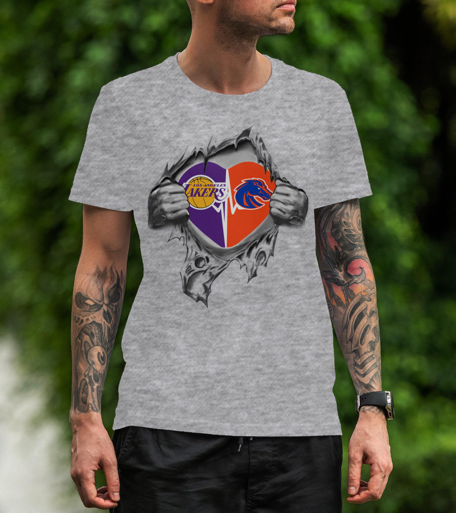 Los Angeles Lakers Boise State Broncos Heart T-Shirt