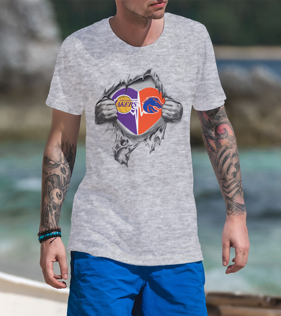 Los Angeles Lakers Boise State Broncos Heart T-Shirt