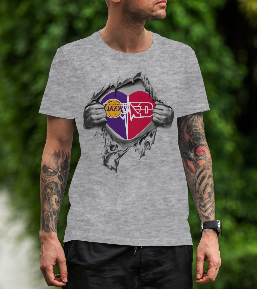 Los Angeles Lakers Dayton Flyers Heartbeat Connection T-Shirt