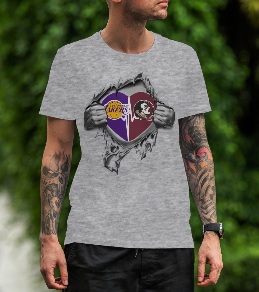 Los Angeles Lakers Florida State Seminoles Heartbeat Passion T-Shirt