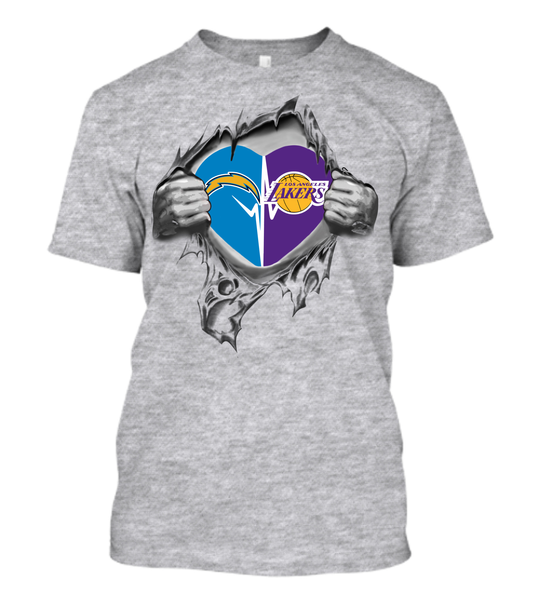 Lakers Los Angeles Chargers Heart Design With Logos T-Shirt
