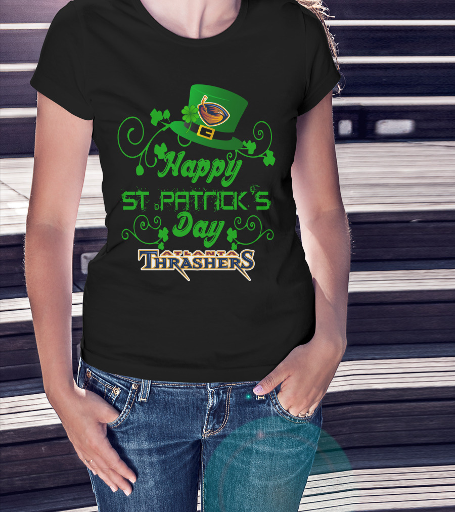 Atlanta Thrashers Happy St Patrick's Day Shamrock Hockey Hat T-Shirt