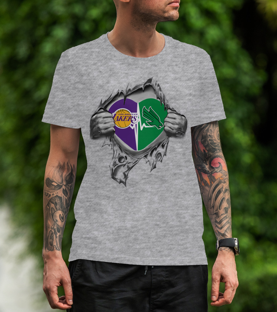 Lakers North Texas Mean Green Heart Tear T-Shirt