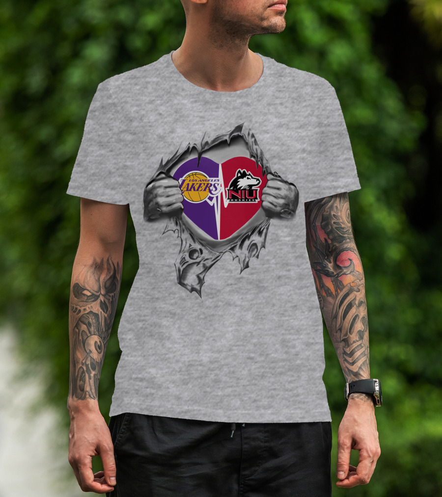 Los Angeles Lakers Northern Illinois University Huskies Heart Blend T-Shirt
