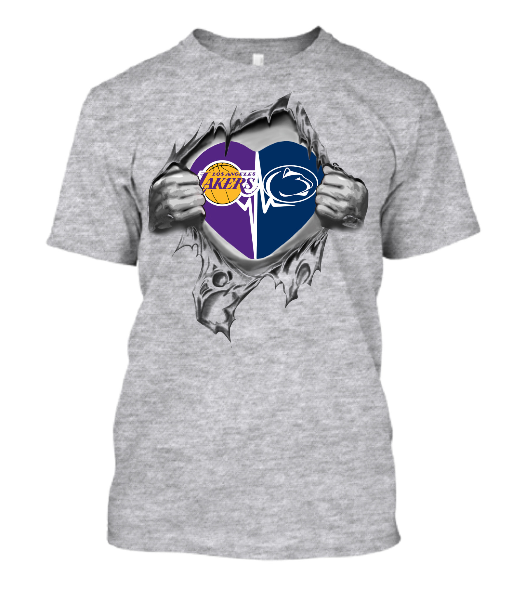 Los Angeles Lakers Penn State Nittany Lions Heart Logo Fusion T-Shirt