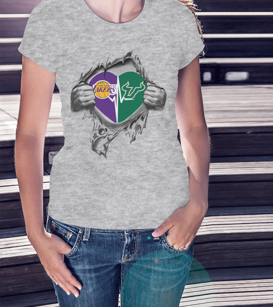 Los Angeles Lakers South Florida Bulls Heart T-Shirt