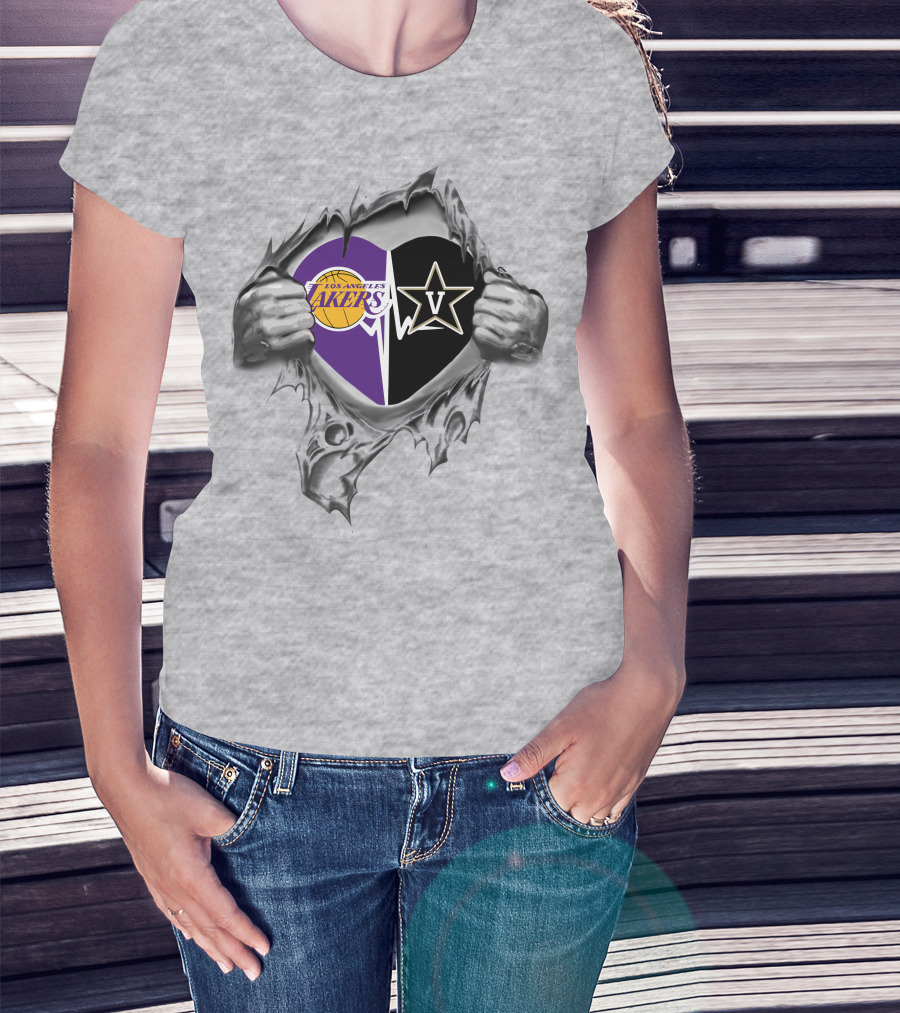 Los Angeles Lakers Vanderbilt Commodores Heart T-Shirt