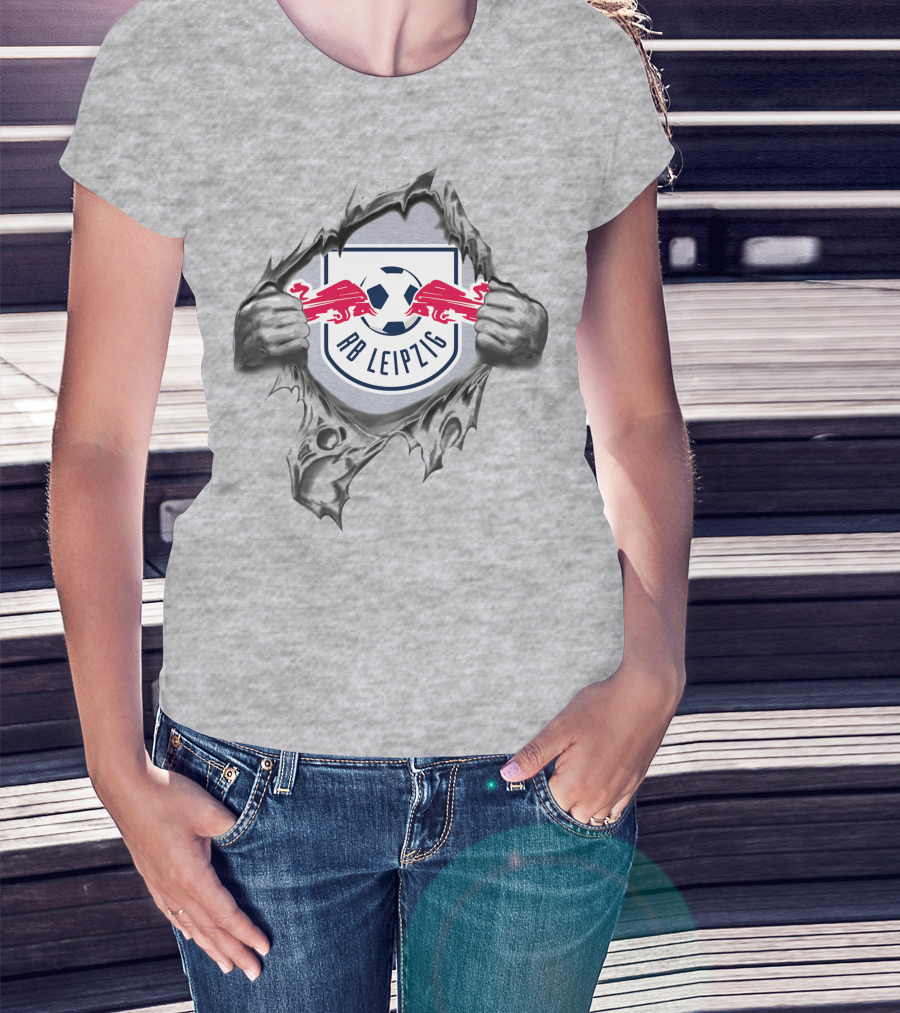 Rb Leipzig Super Fan Tearing Through Soccer Shield 288 T-Shirt
