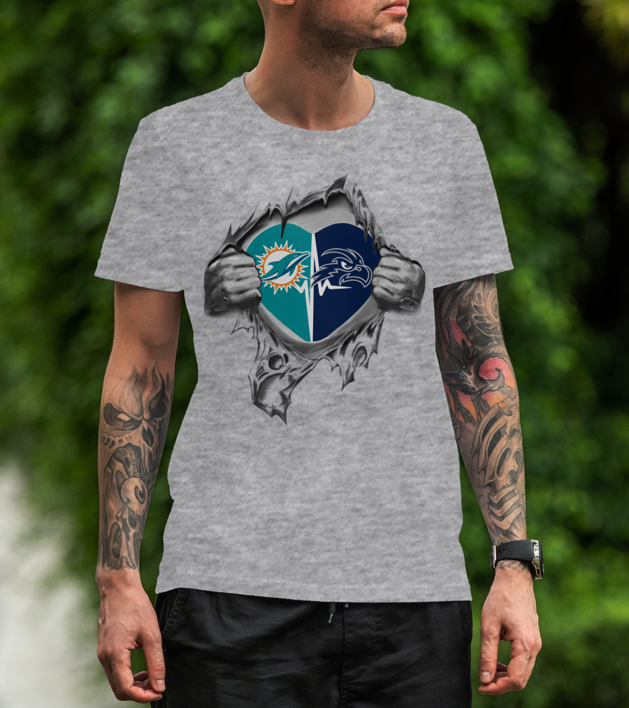 Dolphins North Florida Ospreys Heart T-Shirt