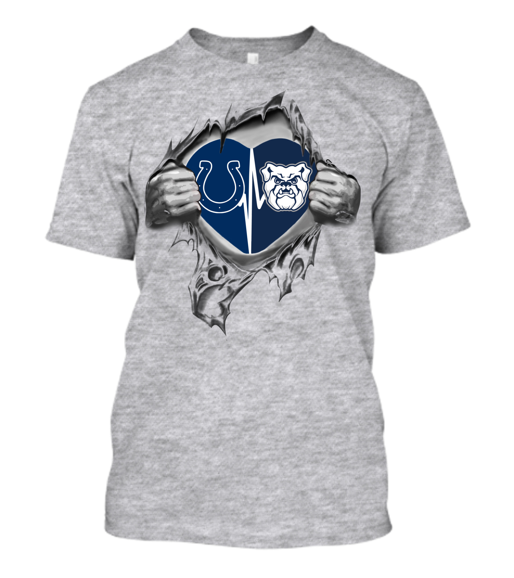 Indianapolis Colts And Butler Bulldogs Heart Design 126 Colts Butler Bulldogs It's In My Heart T-Shirt